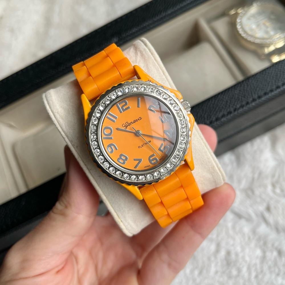 Geneva Orange Platinum Women’s Watch with Adjustable Band - Picture 6 of 7